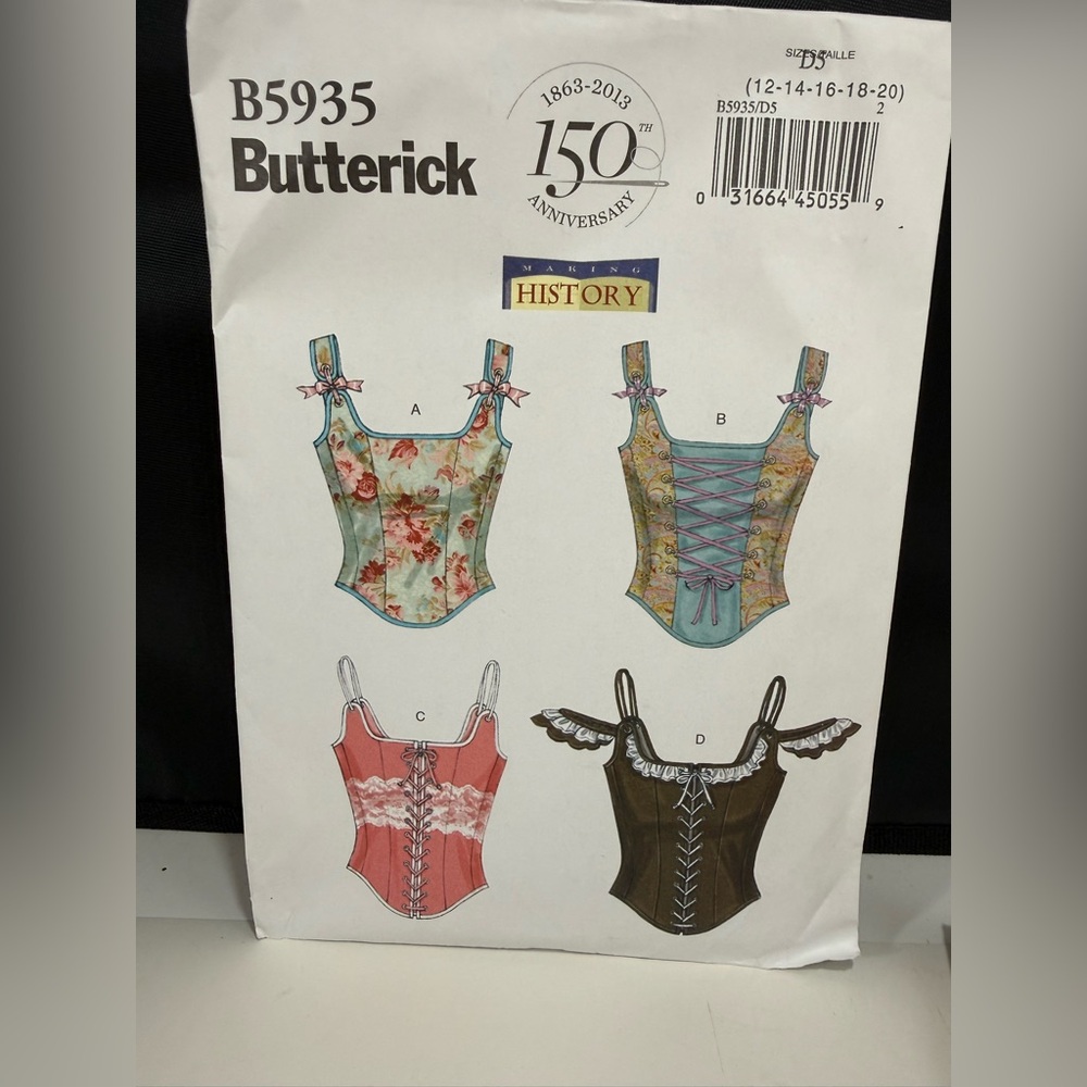 Butterick B5935 Corset Pattern New Uncut Sizes 14-20